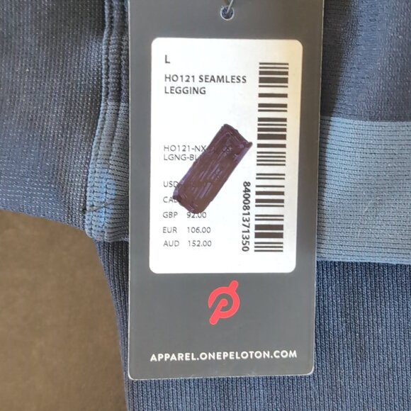 NWT Peloton Seamless Leggings Women's Large Blue Cycling Athletic HO121 Logo - Picture 5 of 9
